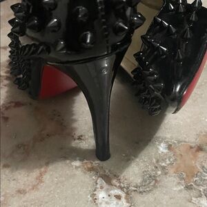 Louis Vuitton Black and Red Studded Heels